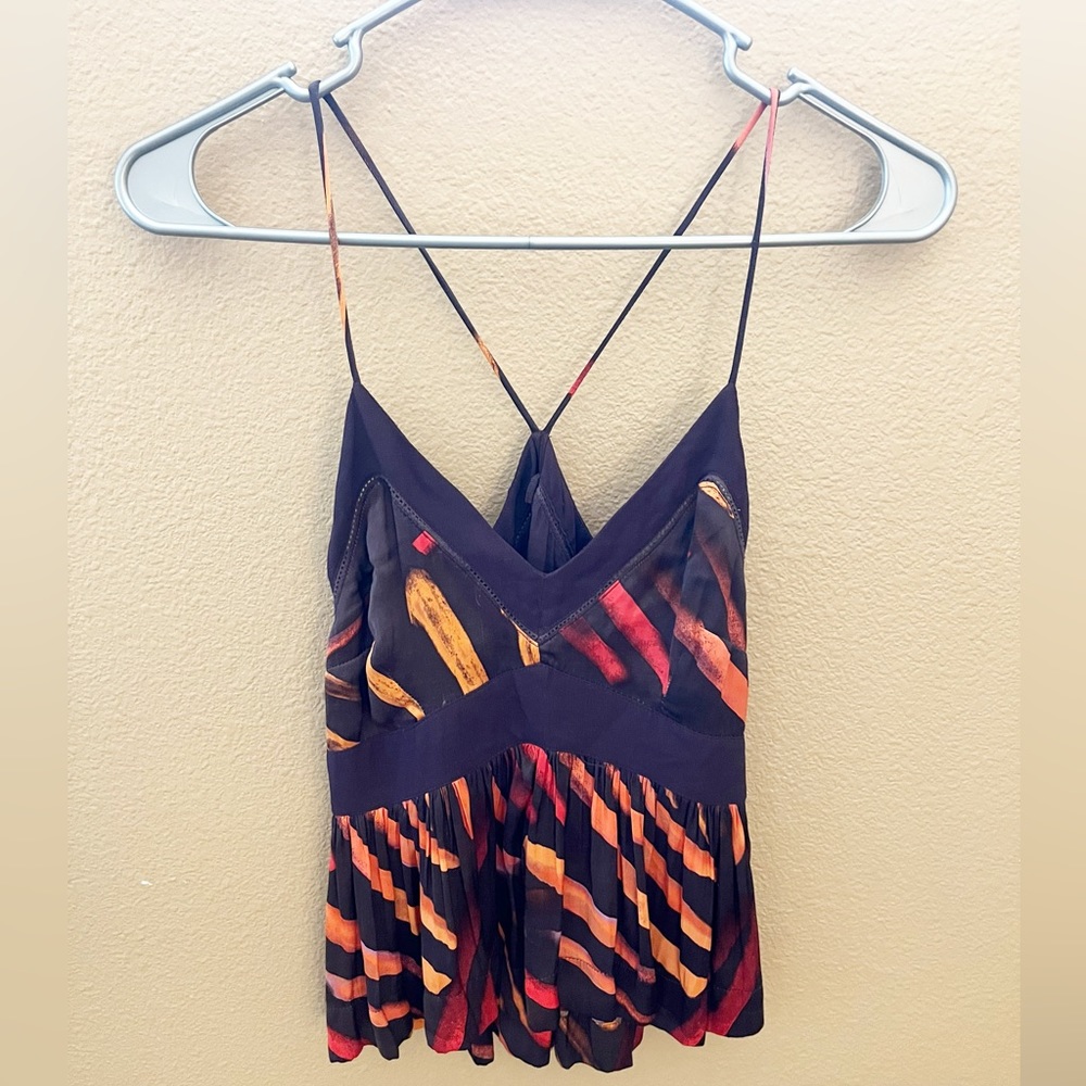 Free People Cropped Purple Swing Tank Top Boho Strappy